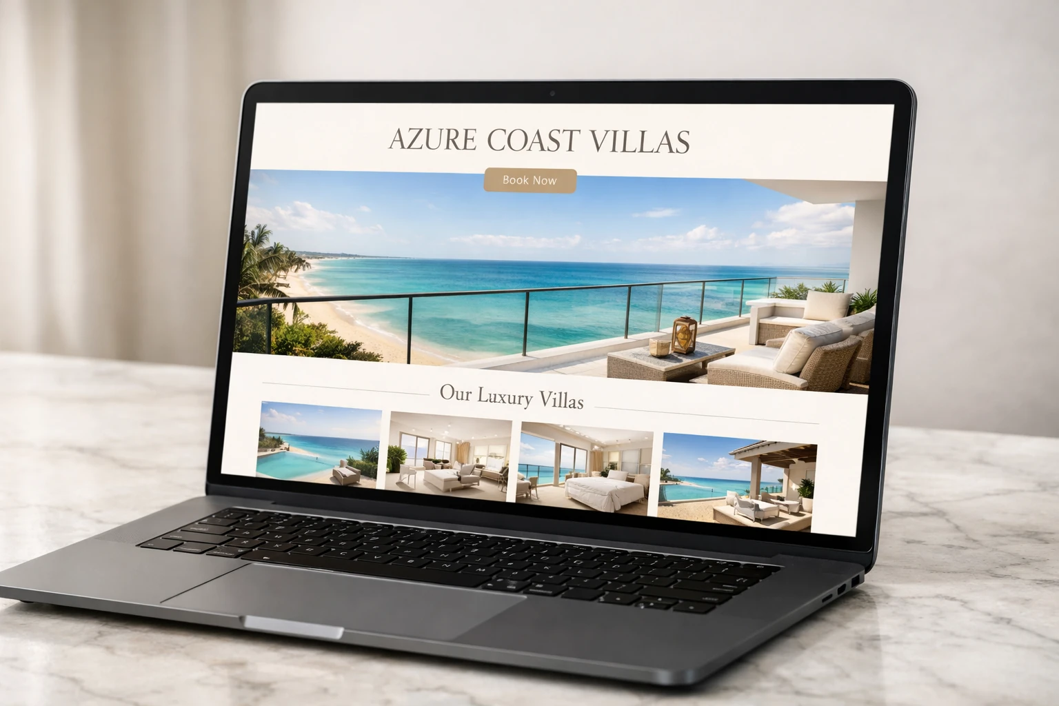 Azure Coast Villas — beachfront luxury vacation rental website concept