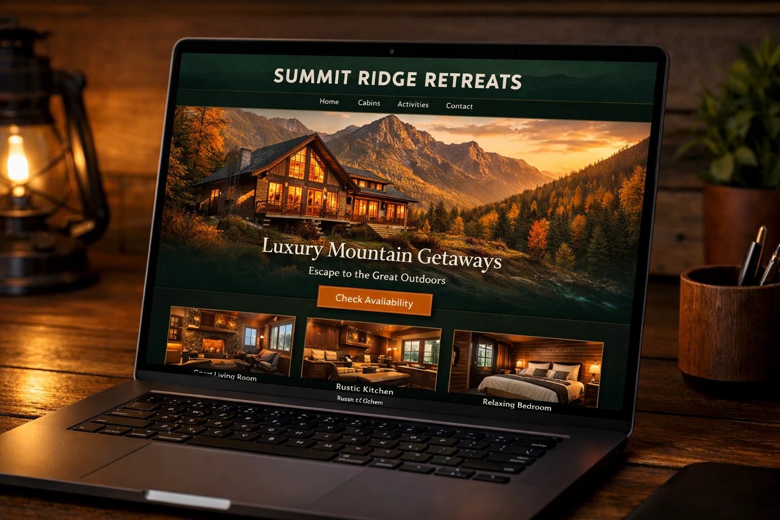 Summit Ridge Retreats — mountain cabin vacation rental website concept