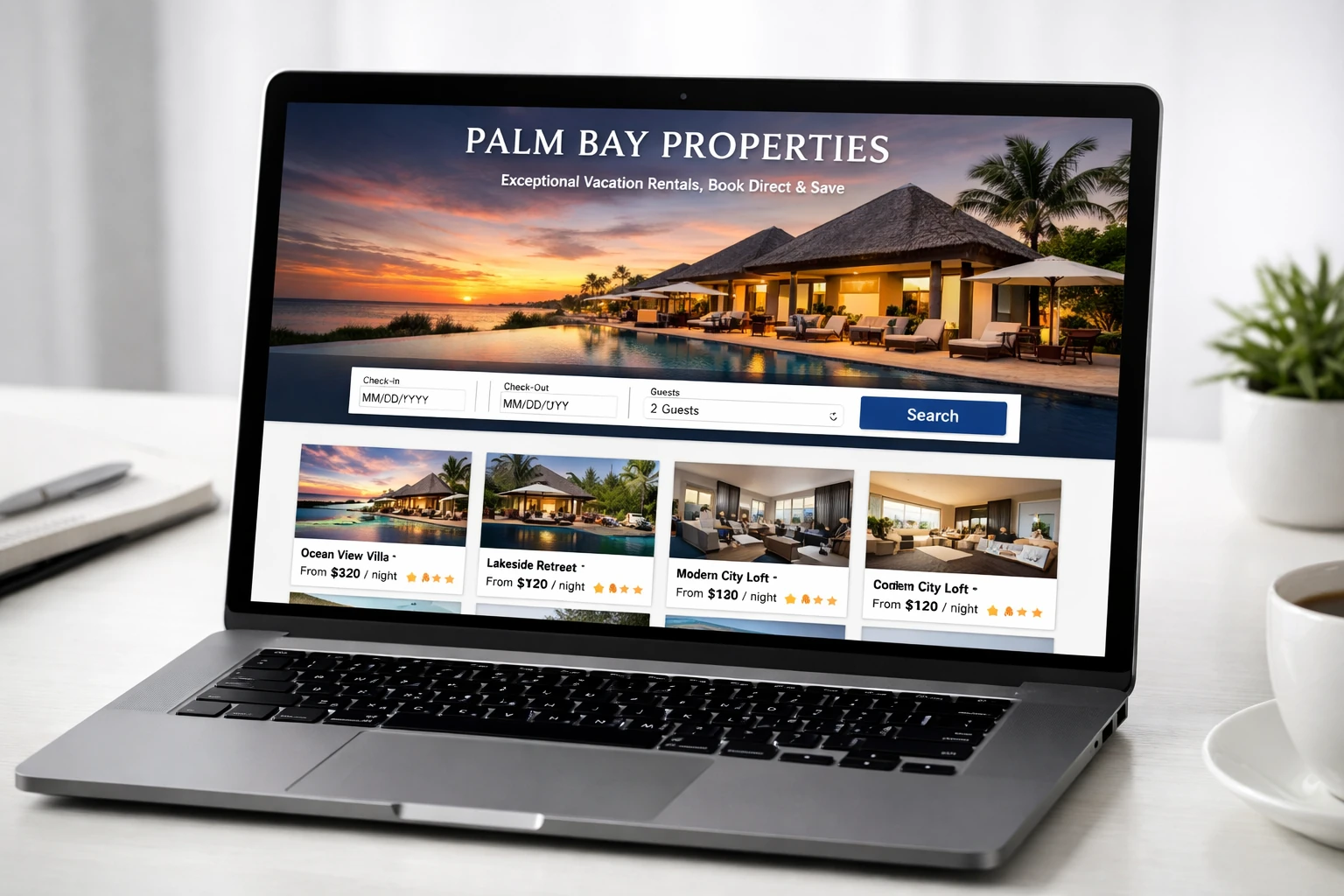 Palm Bay Properties — multi-property manager vacation rental website concept